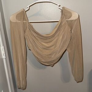 Sheer Tan Long Sleeve off the shoulder
